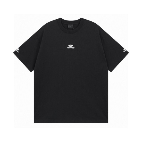 Balenciaga Men's Black Cotton T-Shirt with Embroidered Logo - Casual Comfort 1 Balenciaga Men's Black Cotton T-Shirt with Embroidered Logo - Casual Comfort