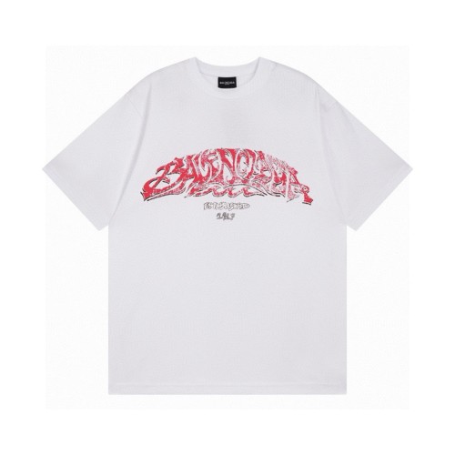 Balenciaga 2025 SS Flame Graffiti Print Short Sleeve T-Shirt, White, Cotton 46 Balenciaga 2025 SS Flame Graffiti Print Short Sleeve T-Shirt, White, Cotton