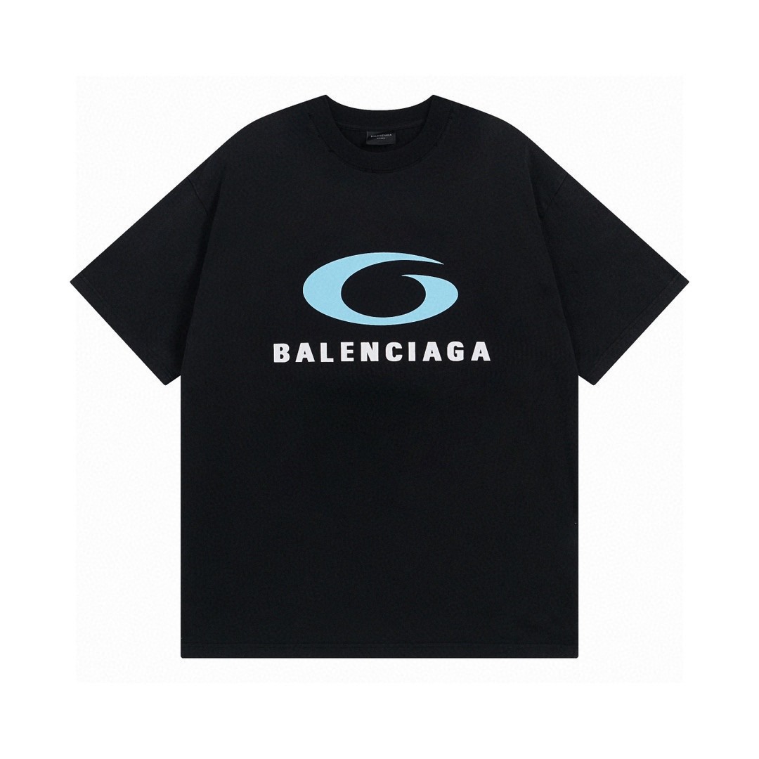 Balenciaga 2025 SS Loop Sports Icon Printed Short Sleeve T-Shirt