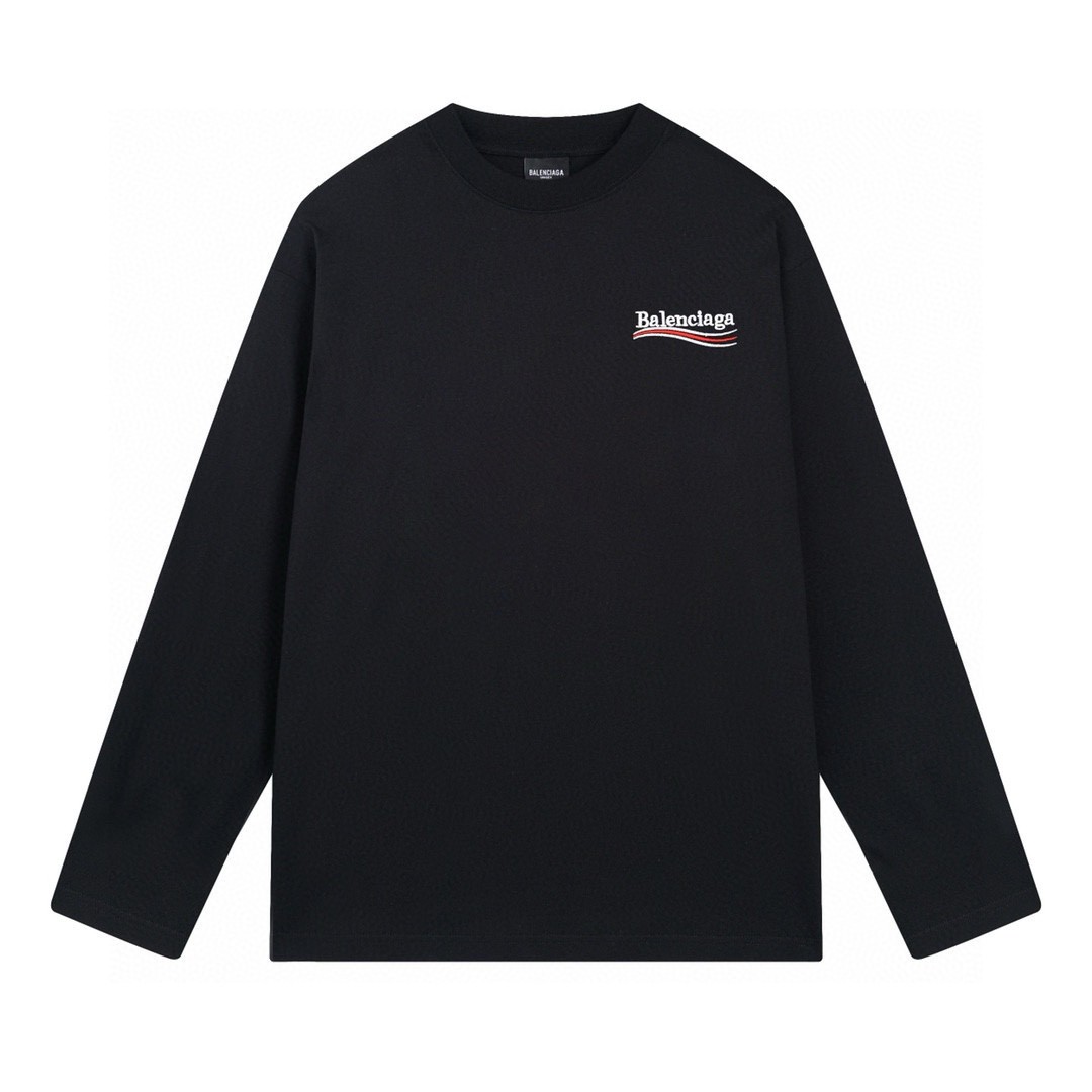 Balenciaga 2025 SS Cola Wave Embroidered Crew Neck Long Sleeve T-Shirt