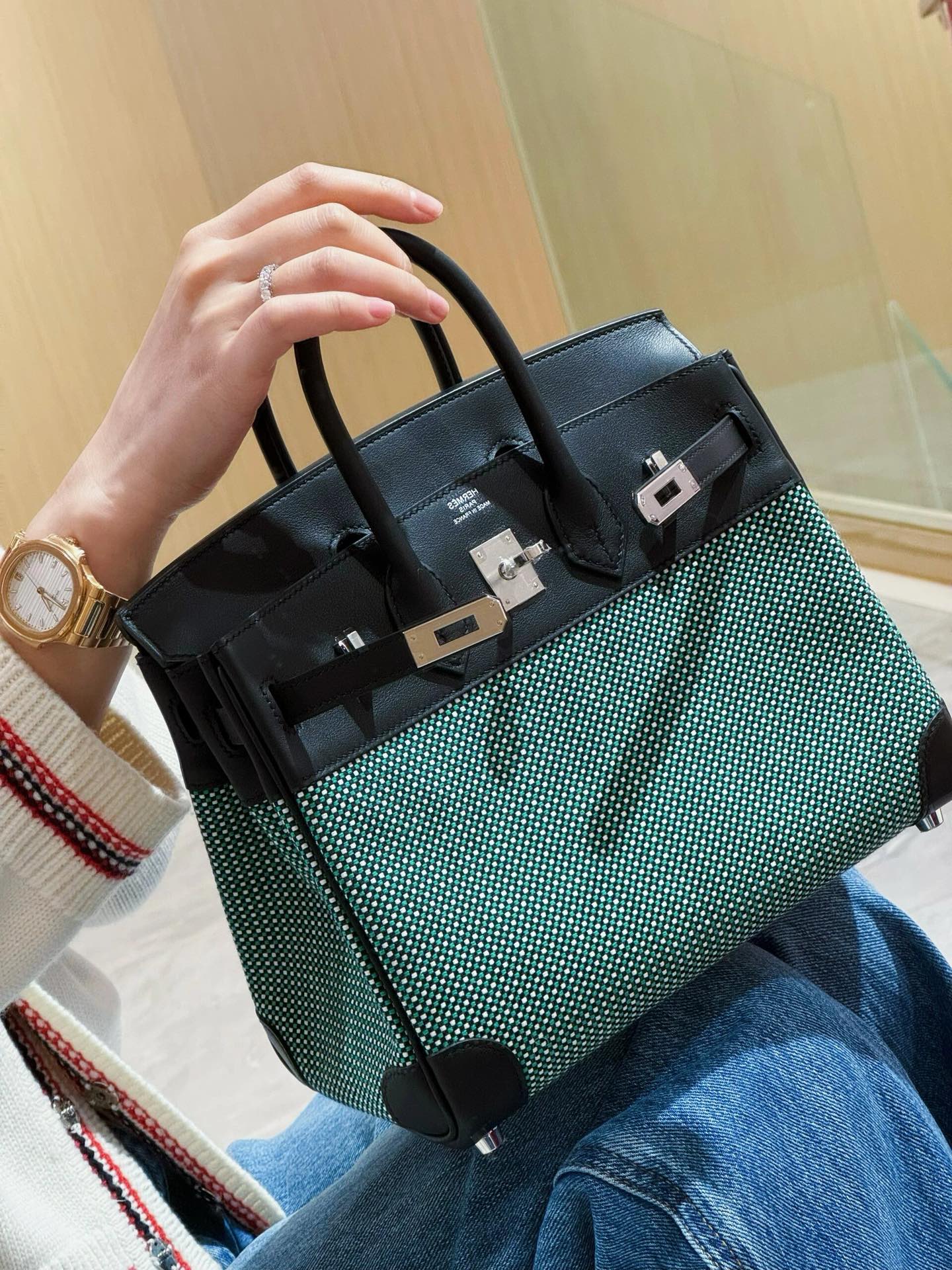 Hermès birkin 25cm waffle green ready stock