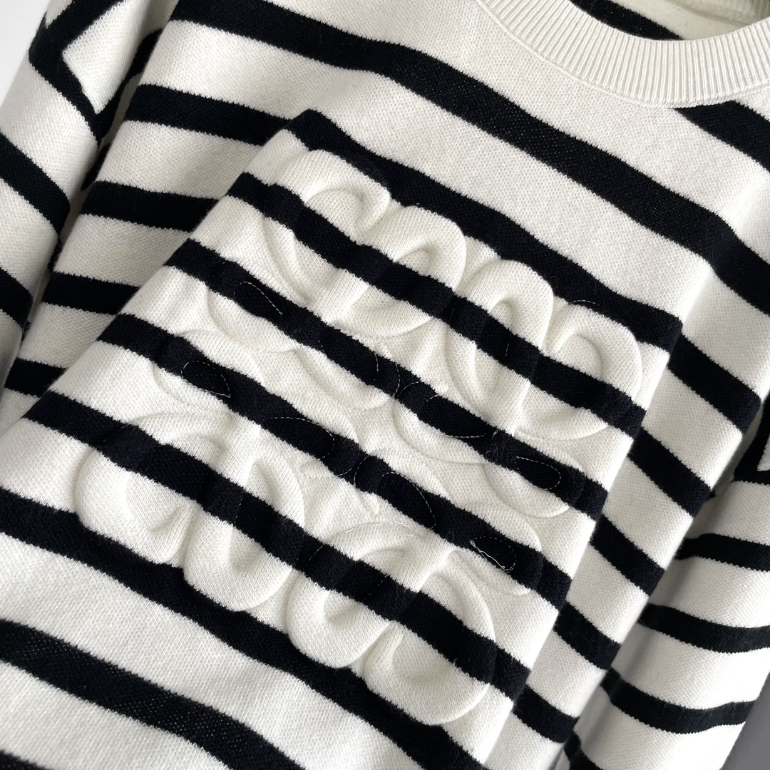 25秋冬 经典撞色条纹落肩袖针织衫颜色：图片色码数：S ～𠃊