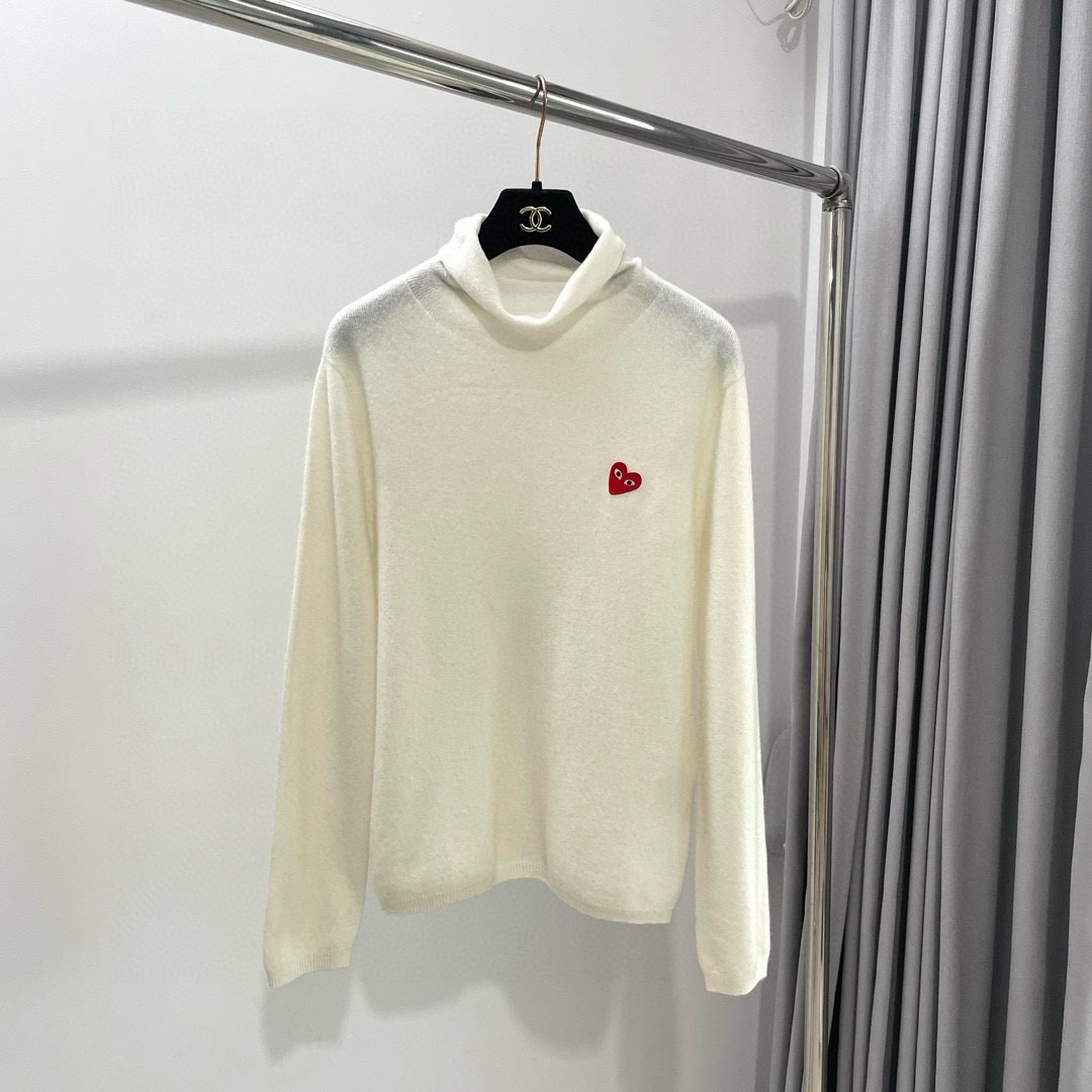 川久秋冬羊毛羊绒堆堆领针织衫打底毛衣保暖女宽松显瘦颜色：白色、灰色、红色、黑色码数：S ～𠃊