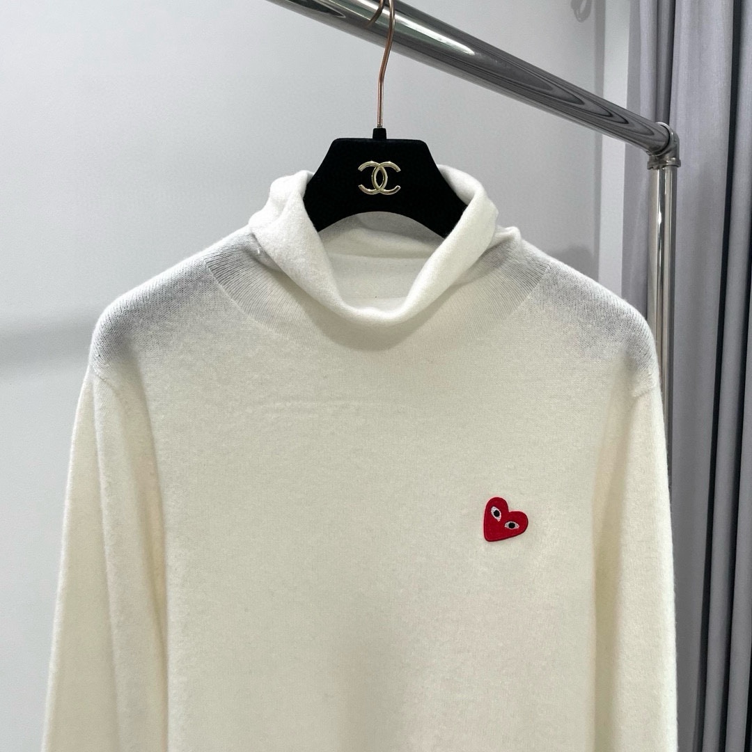 川久秋冬羊毛羊绒堆堆领针织衫打底毛衣保暖女宽松显瘦颜色：白色、灰色、红色、黑色码数：S ～𠃊