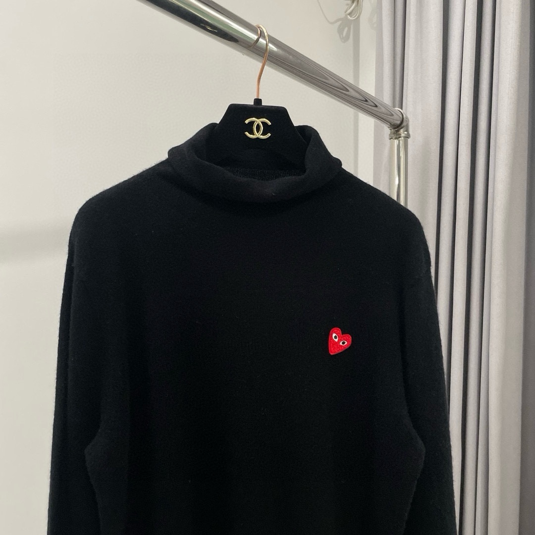 川久秋冬羊毛羊绒堆堆领针织衫打底毛衣保暖女宽松显瘦颜色：白色、灰色、红色、黑色码数：S ～𠃊