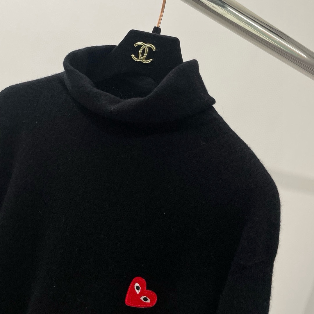 川久秋冬羊毛羊绒堆堆领针织衫打底毛衣保暖女宽松显瘦颜色：白色、灰色、红色、黑色码数：S ～𠃊