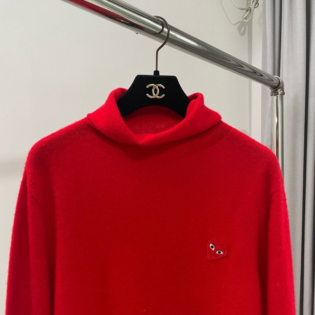 川久秋冬羊毛羊绒堆堆领针织衫打底毛衣保暖女宽松显瘦颜色：白色、灰色、红色、黑色码数：S ～𠃊