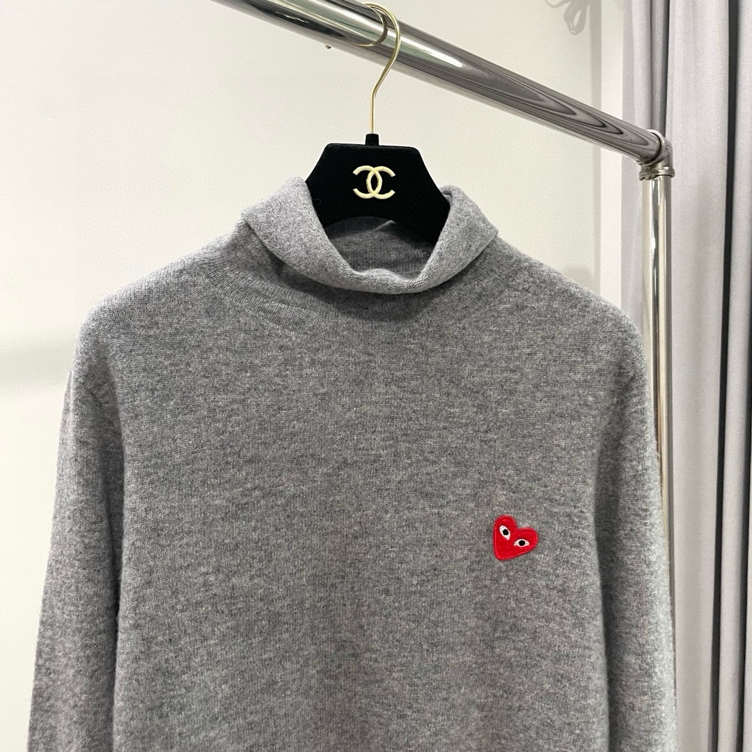 川久秋冬羊毛羊绒堆堆领针织衫打底毛衣保暖女宽松显瘦颜色：白色、灰色、红色、黑色码数：S ～𠃊