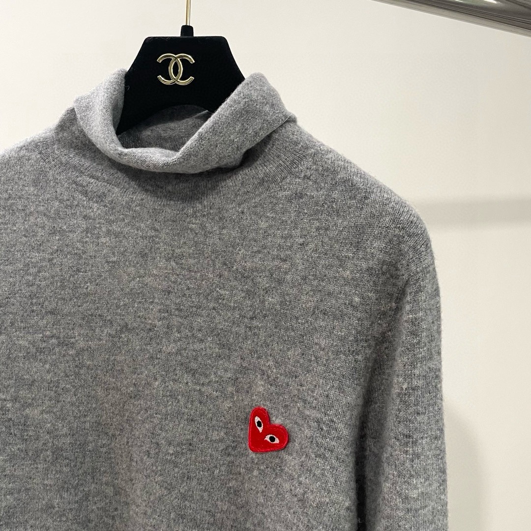 川久秋冬羊毛羊绒堆堆领针织衫打底毛衣保暖女宽松显瘦颜色：白色、灰色、红色、黑色码数：S ～𠃊