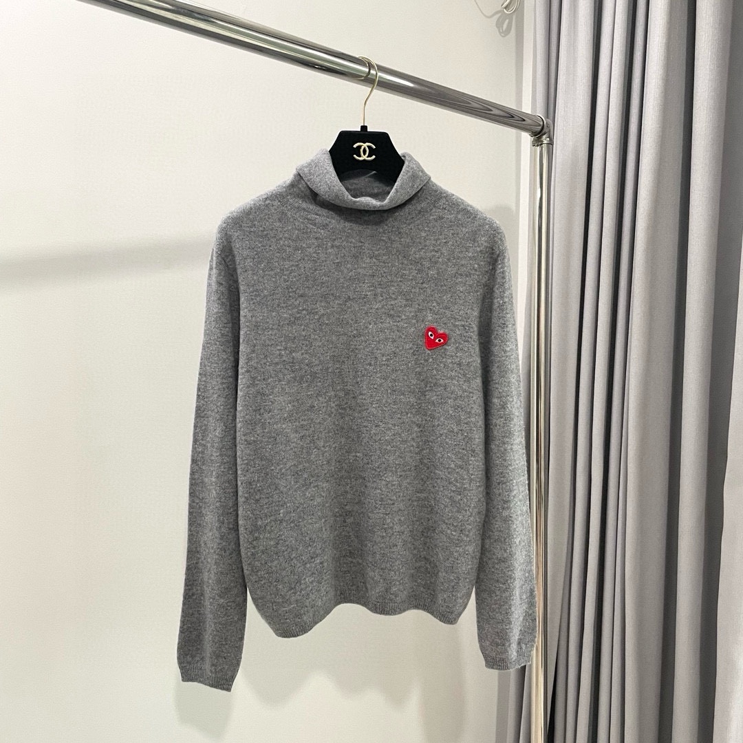 川久秋冬羊毛羊绒堆堆领针织衫打底毛衣保暖女宽松显瘦颜色：白色、灰色、红色、黑色码数：S ～𠃊