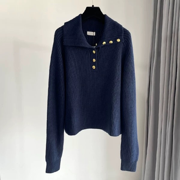 赛琳女装经典海军蓝罗纹羊毛颜色：白色、驼色、宝蓝码数：S ～𠃊