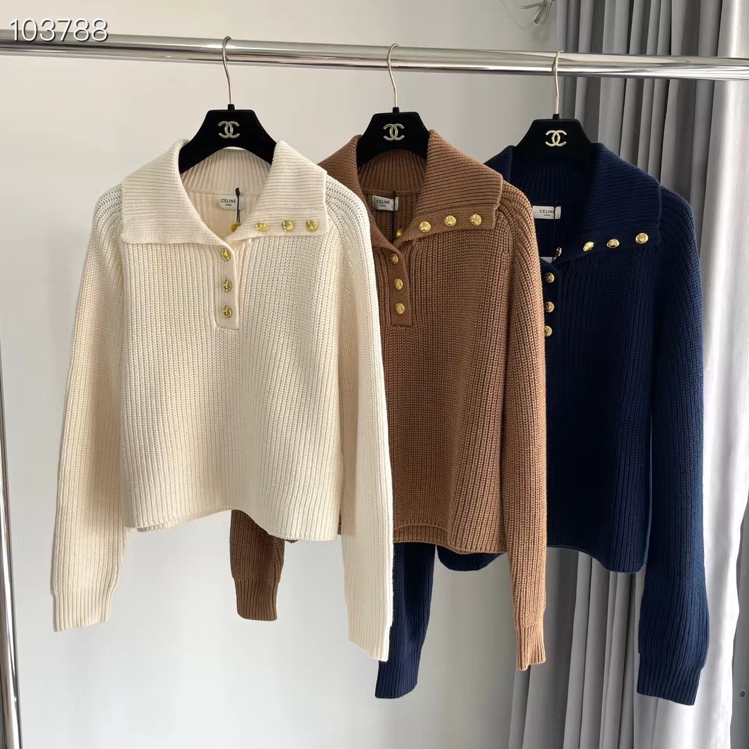 赛琳女装经典海军蓝罗纹羊毛颜色：白色、驼色、宝蓝码数：S ～𠃊