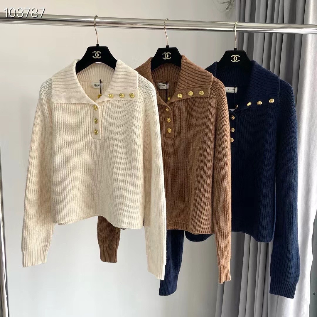 赛琳女装经典海军蓝罗纹羊毛颜色：白色、驼色、宝蓝码数：S ～𠃊