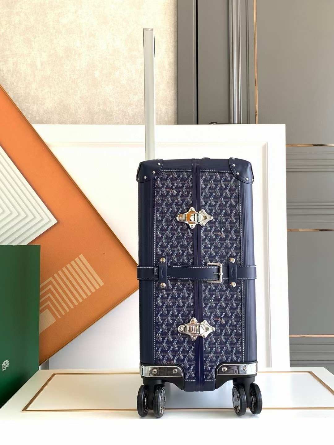 Goyard suitcase Navy travel Navy Goyardine