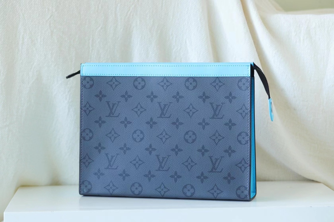 Louis Vuitton Vendita
 Borse Borsette Pochette Nero Blu Grigio Argento Monogram Eclipse Tela Pochette