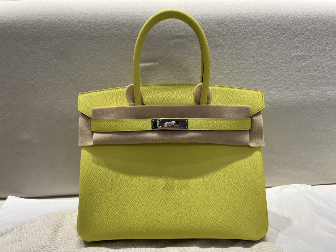 Hermes Birkin Bags Handbags Yellow Silver Hardware Epsom