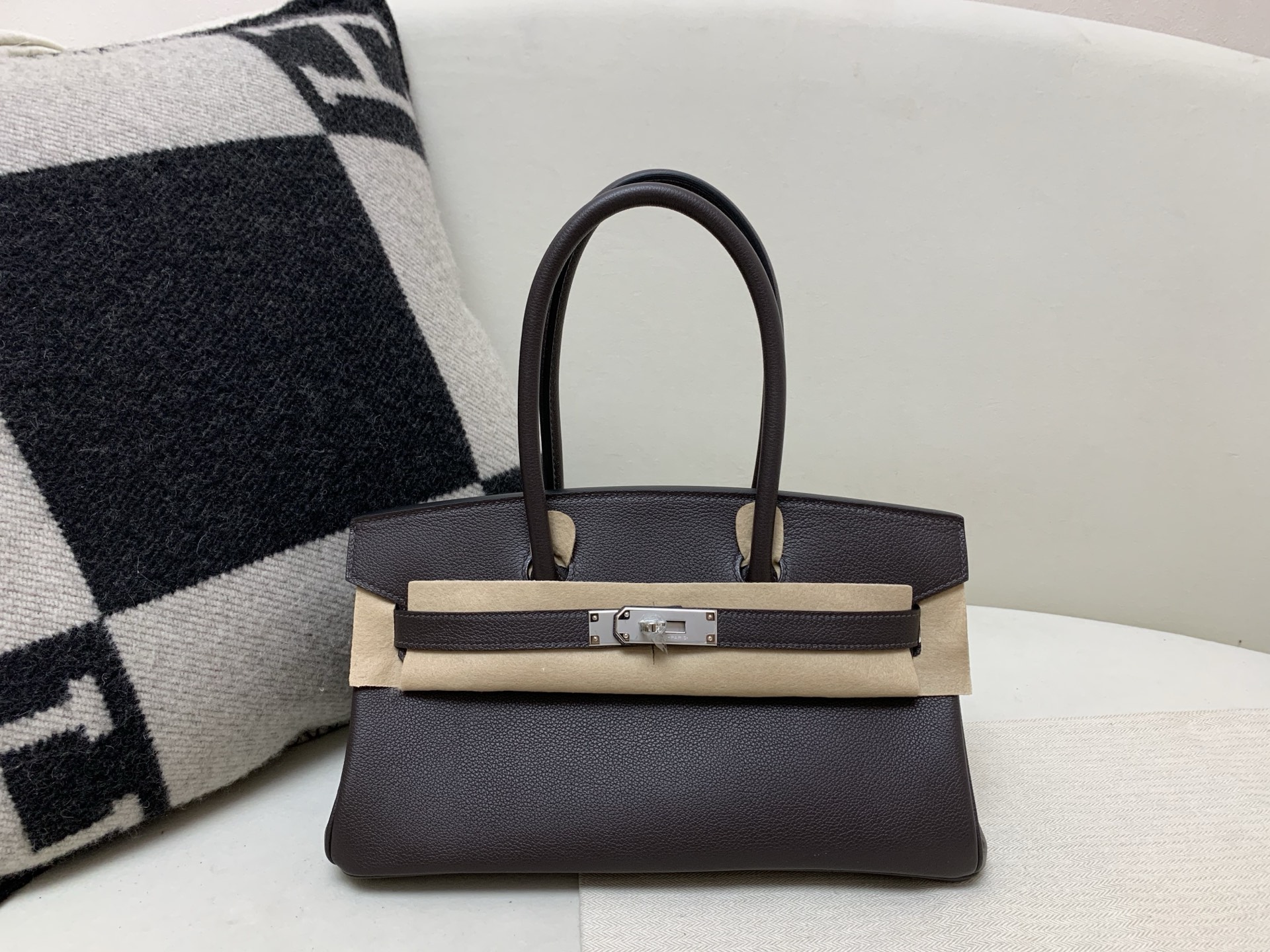 NO:699184,birkin Shoulder 29cm silver buckle evercolor ebony top pure hand, Hermes, hermes, Hermes,19860909birkin Shoulder 29cm 银扣 evercolor 乌木色 顶级纯手,爱马仕,hermes,Hermes,,Bag