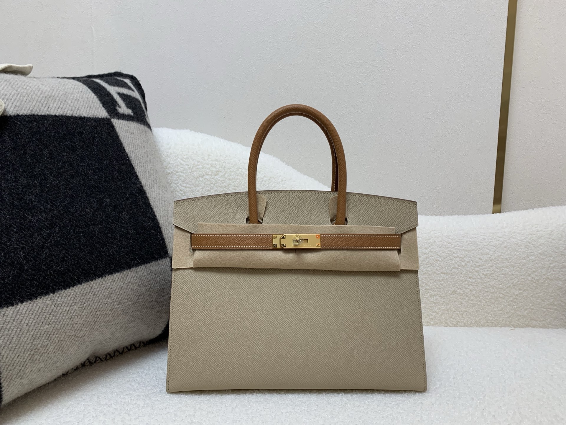 NO:699180,Outer seam birkin 30cm gold buckle esom windbreaker gray and gold brown top quality handmade, Hermes, hermes, Hermes,19860909外缝birkin30cm 金扣 esom 风衣灰拼金棕色 顶级纯手工,爱马仕,hermes,Hermes,,Bag