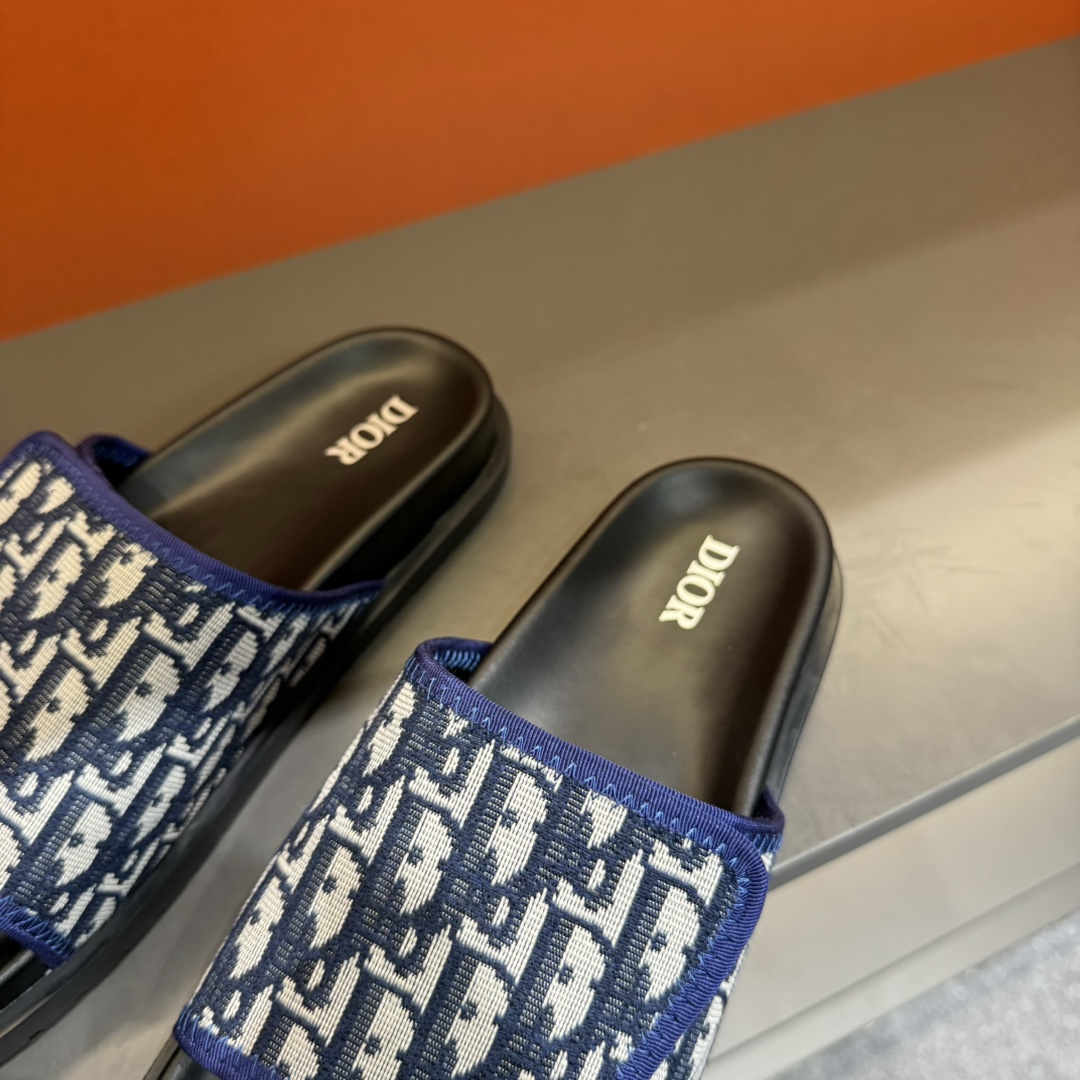 [DIOR] P: Talla: 38-45 Chanclas de verano para hombre de alta gama Dior, con empeine electrobordado 