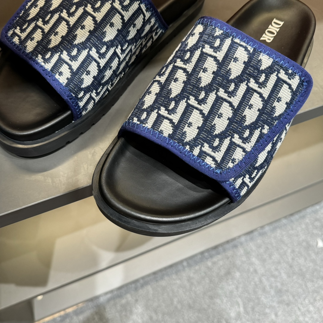 [DIOR] P: Talla: 38-45 Chanclas de verano para hombre de alta gama Dior, con empeine electrobordado 