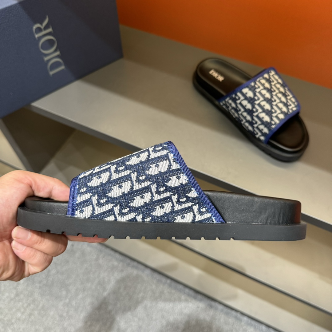 [DIOR] P: Talla: 38-45 Chanclas de verano para hombre de alta gama Dior, con empeine electrobordado 