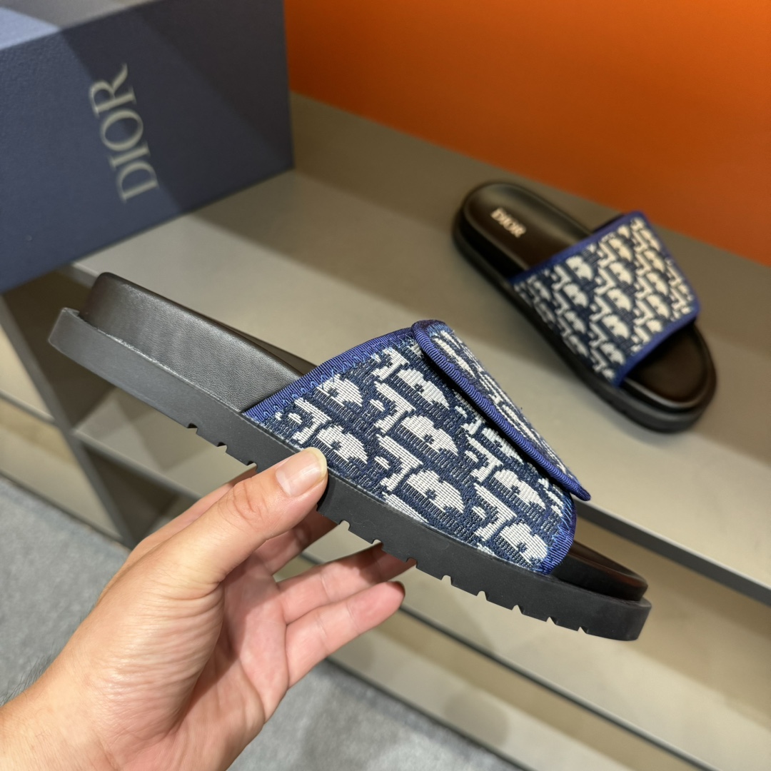 [DIOR] P: Talla: 38-45 Chanclas de verano para hombre de alta gama Dior, con empeine electrobordado 