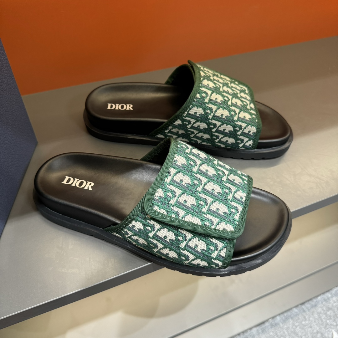 [DIOR] P: Talla: 38-45 Chanclas de verano para hombre de alta gama Dior, con empeine electrobordado 
