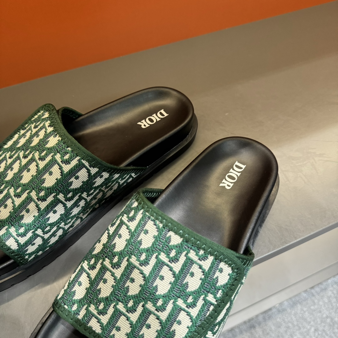 [DIOR] P: Talla: 38-45 Chanclas de verano para hombre de alta gama Dior, con empeine electrobordado 