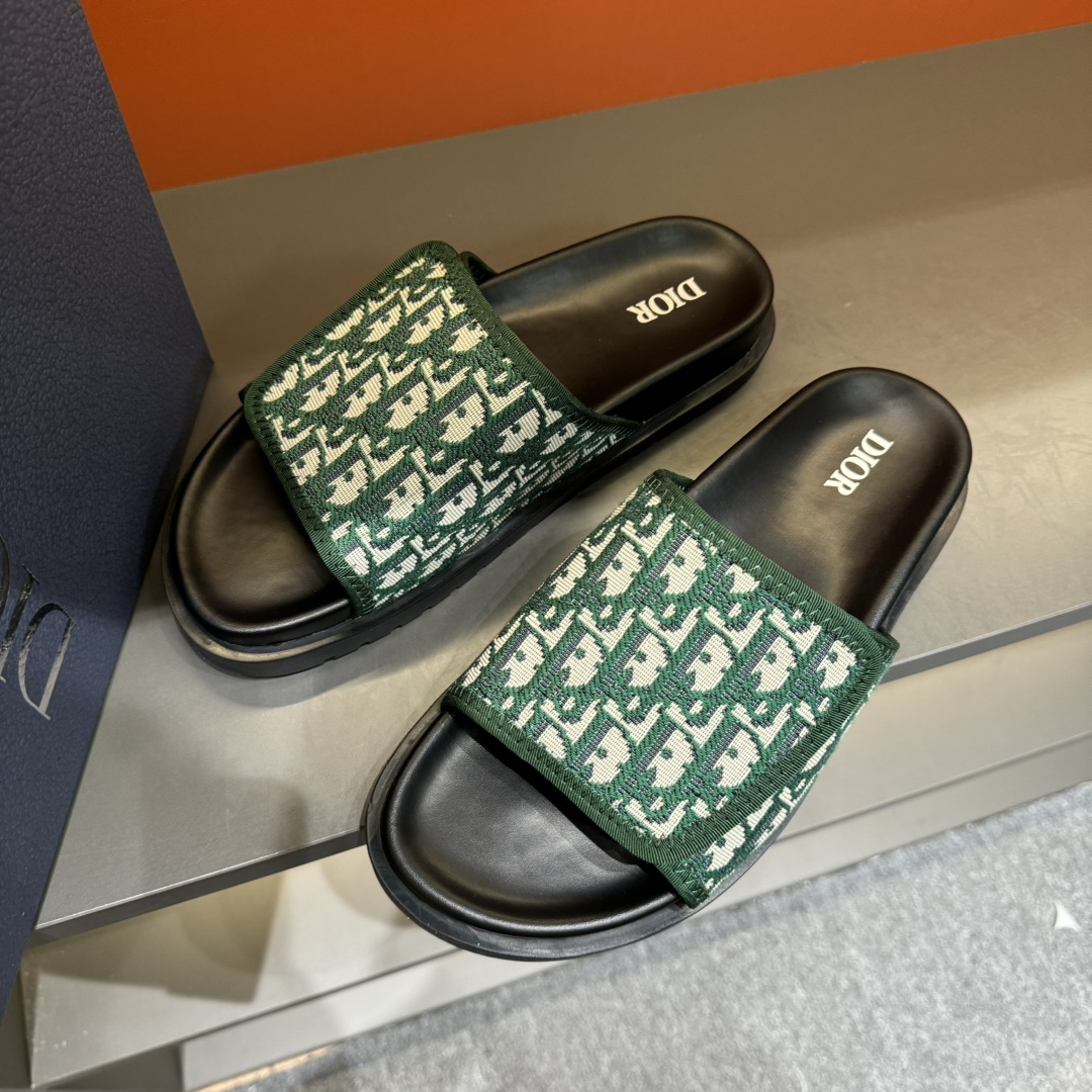 [DIOR] P: Talla: 38-45 Chanclas de verano para hombre de alta gama Dior, con empeine electrobordado 