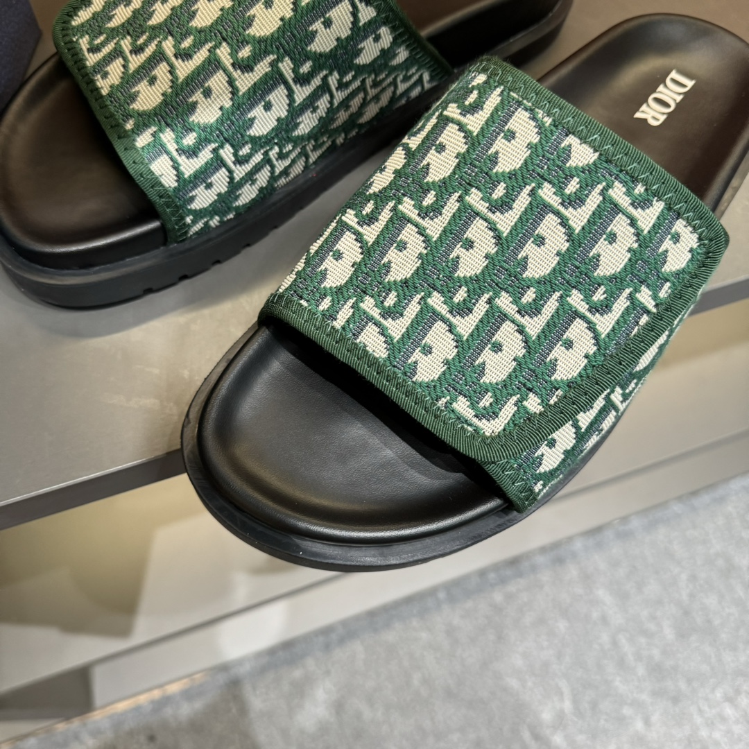 [DIOR] P: Talla: 38-45 Chanclas de verano para hombre de alta gama Dior, con empeine electrobordado 