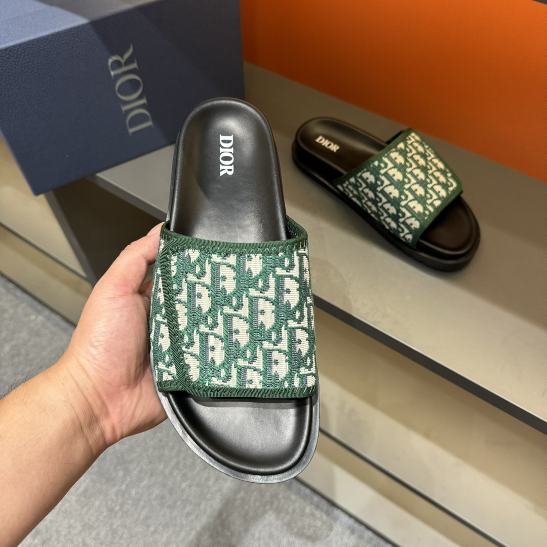 [DIOR] P: Talla: 38-45 Chanclas de verano para hombre de alta gama Dior, con empeine electrobordado 