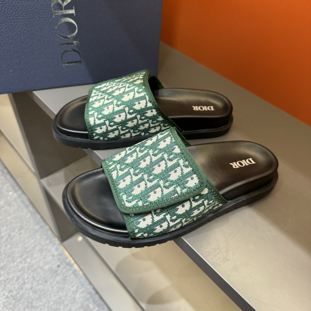 [DIOR] P: Talla: 38-45 Chanclas de verano para hombre de alta gama Dior, con empeine electrobordado 