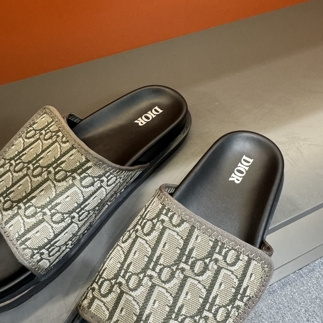 [DIOR] P: Talla: 38-45 Chanclas de verano para hombre de alta gama Dior, con empeine electrobordado 
