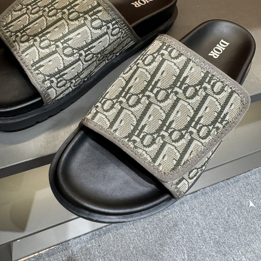 [DIOR] P: Talla: 38-45 Chanclas de verano para hombre de alta gama Dior, con empeine electrobordado 