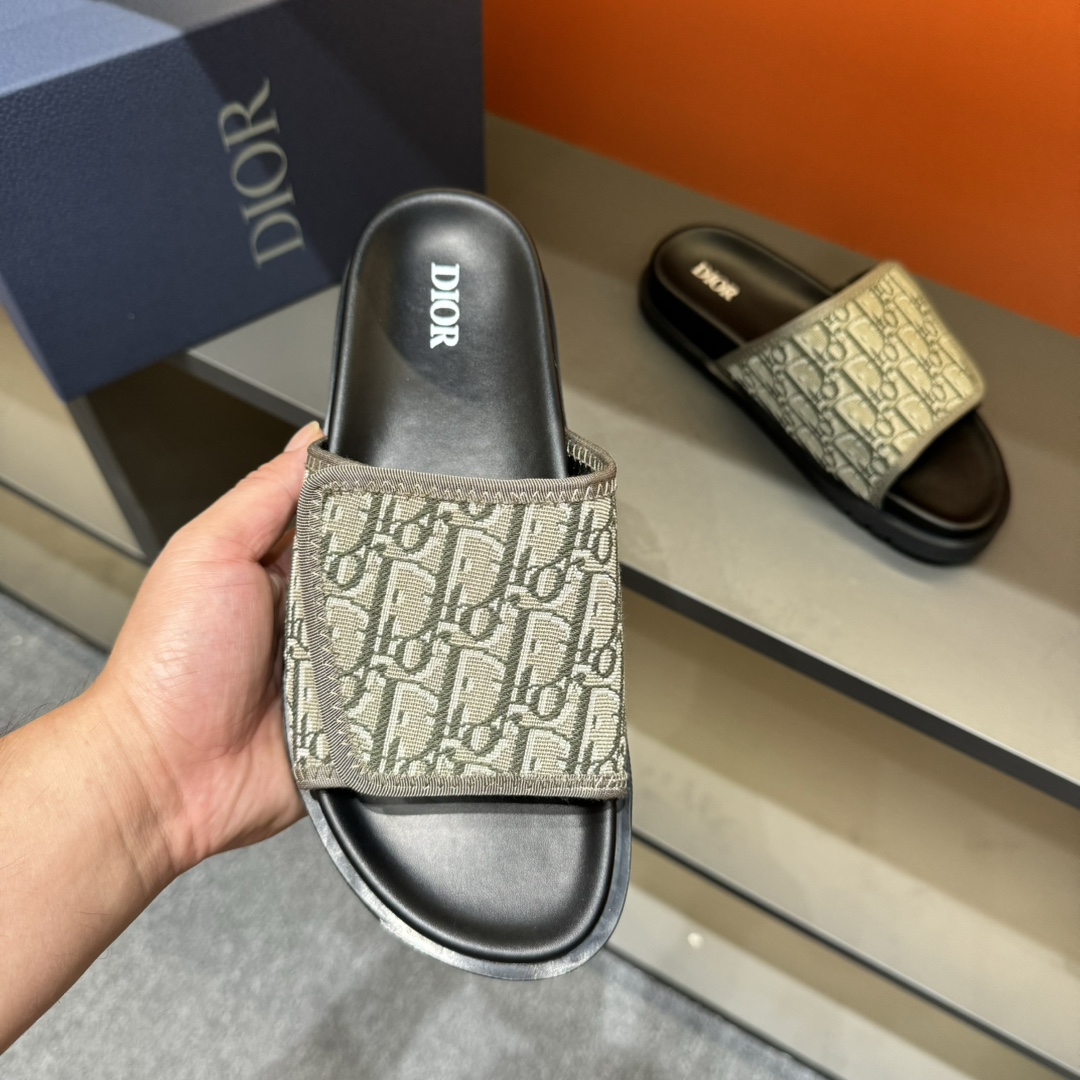 [DIOR] P: Talla: 38-45 Chanclas de verano para hombre de alta gama Dior, con empeine electrobordado 