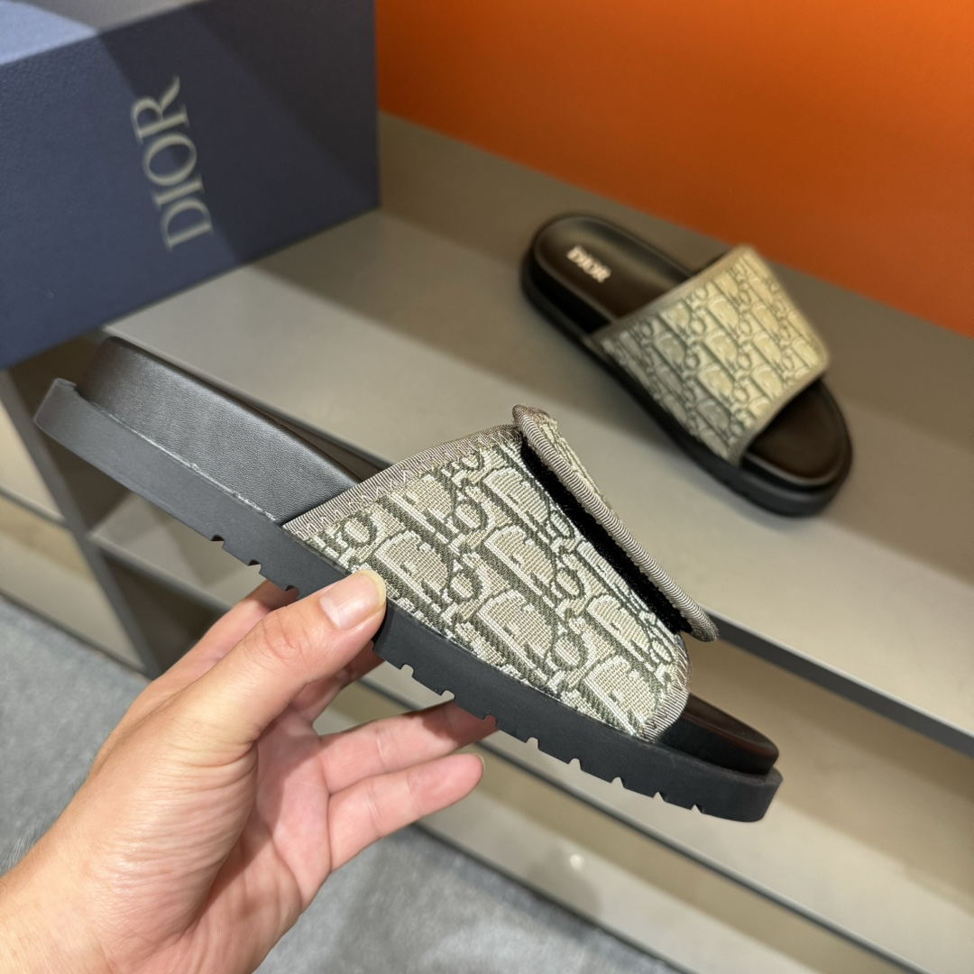 [DIOR] P: Talla: 38-45 Chanclas de verano para hombre de alta gama Dior, con empeine electrobordado 