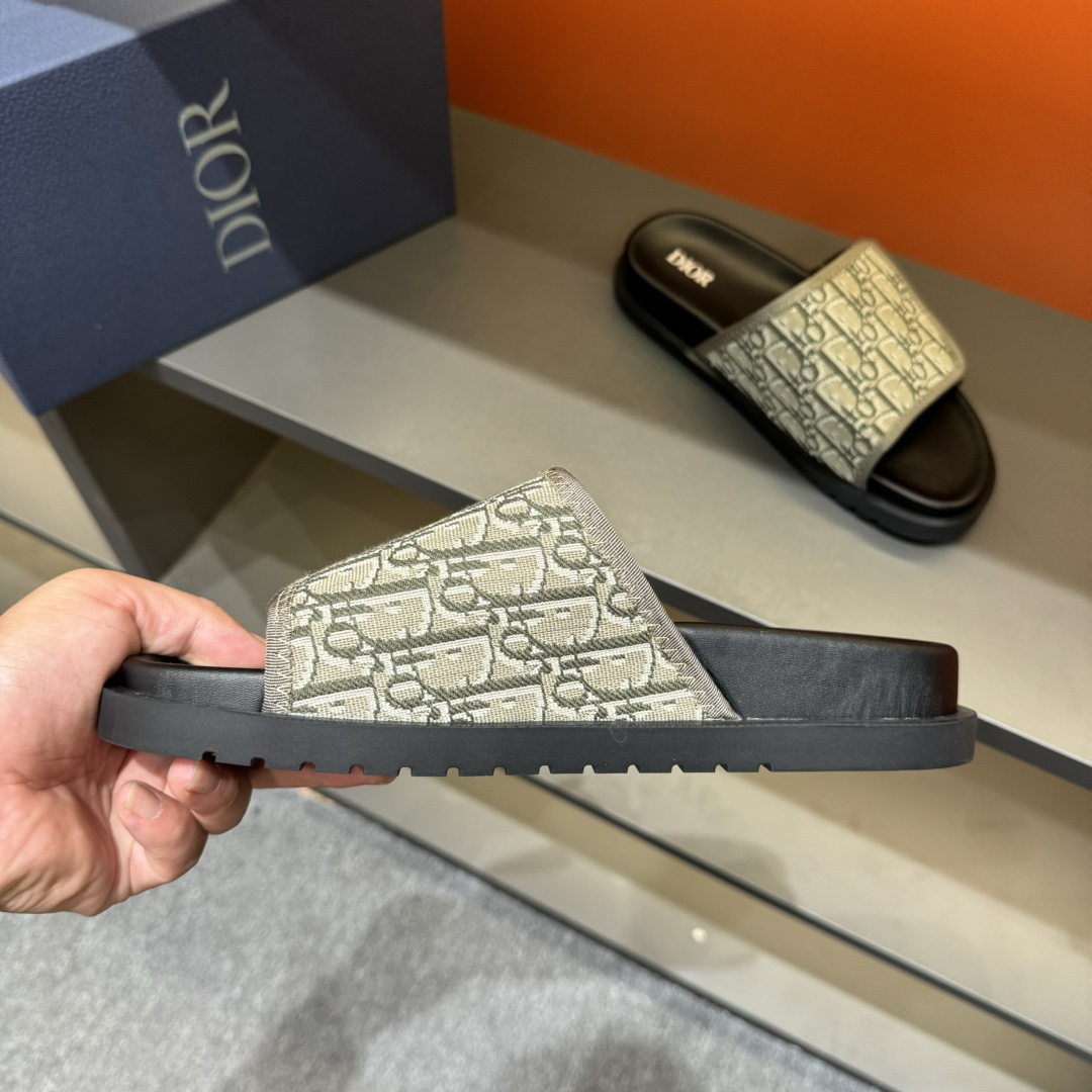 [DIOR] P: Talla: 38-45 Chanclas de verano para hombre de alta gama Dior, con empeine electrobordado 
