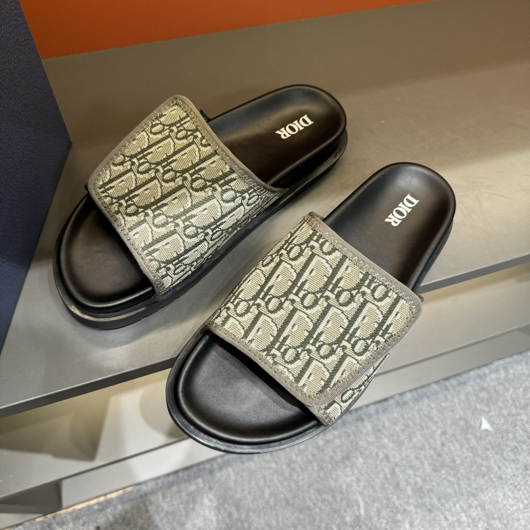 [DIOR] P: Talla: 38-45 Chanclas de verano para hombre de alta gama Dior, con empeine electrobordado 