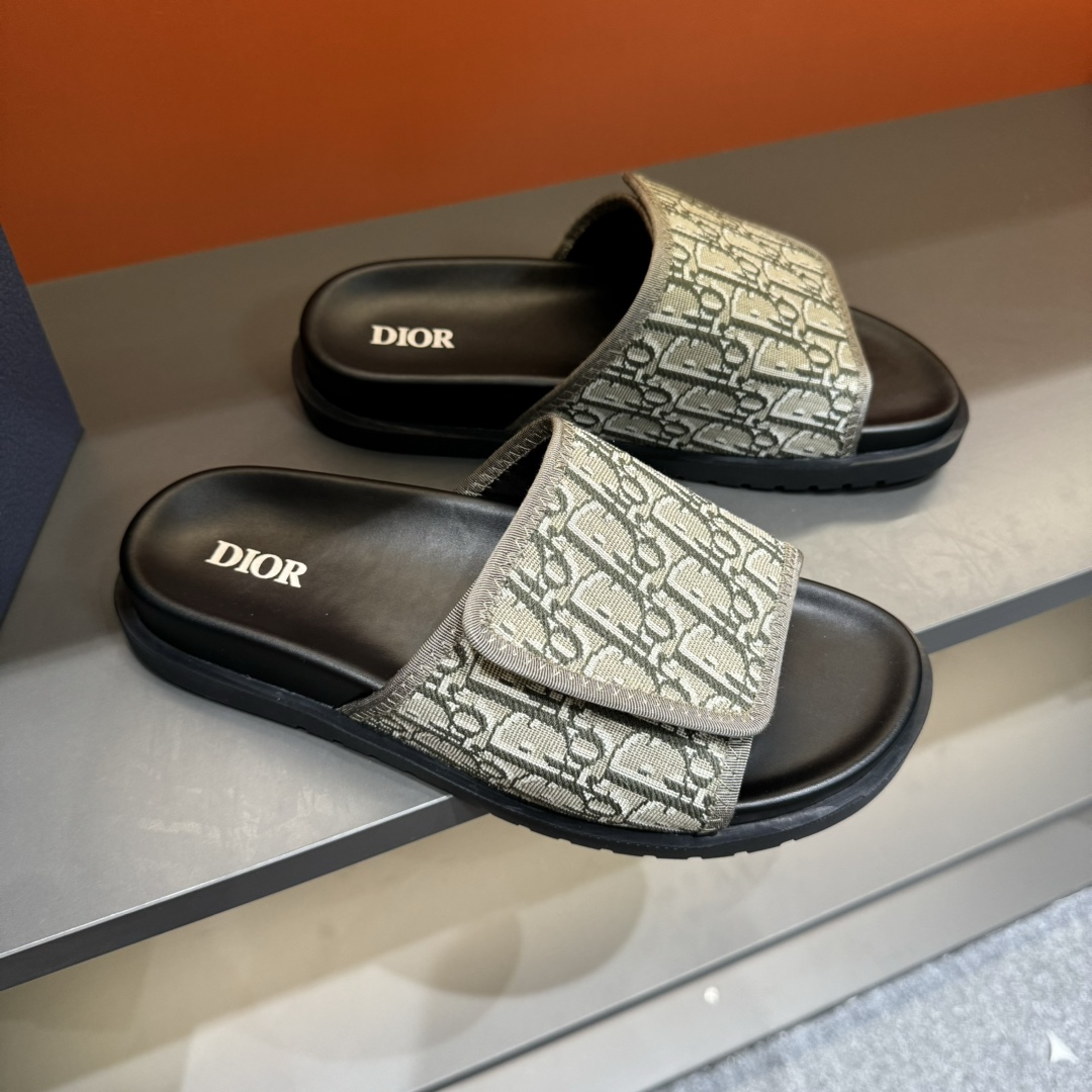 [DIOR] P: Talla: 38-45 Chanclas de verano para hombre de alta gama Dior, con empeine electrobordado 