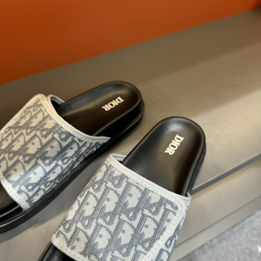 [DIOR] P: Talla: 38-45 Chanclas de verano para hombre de alta gama Dior, con empeine electrobordado 