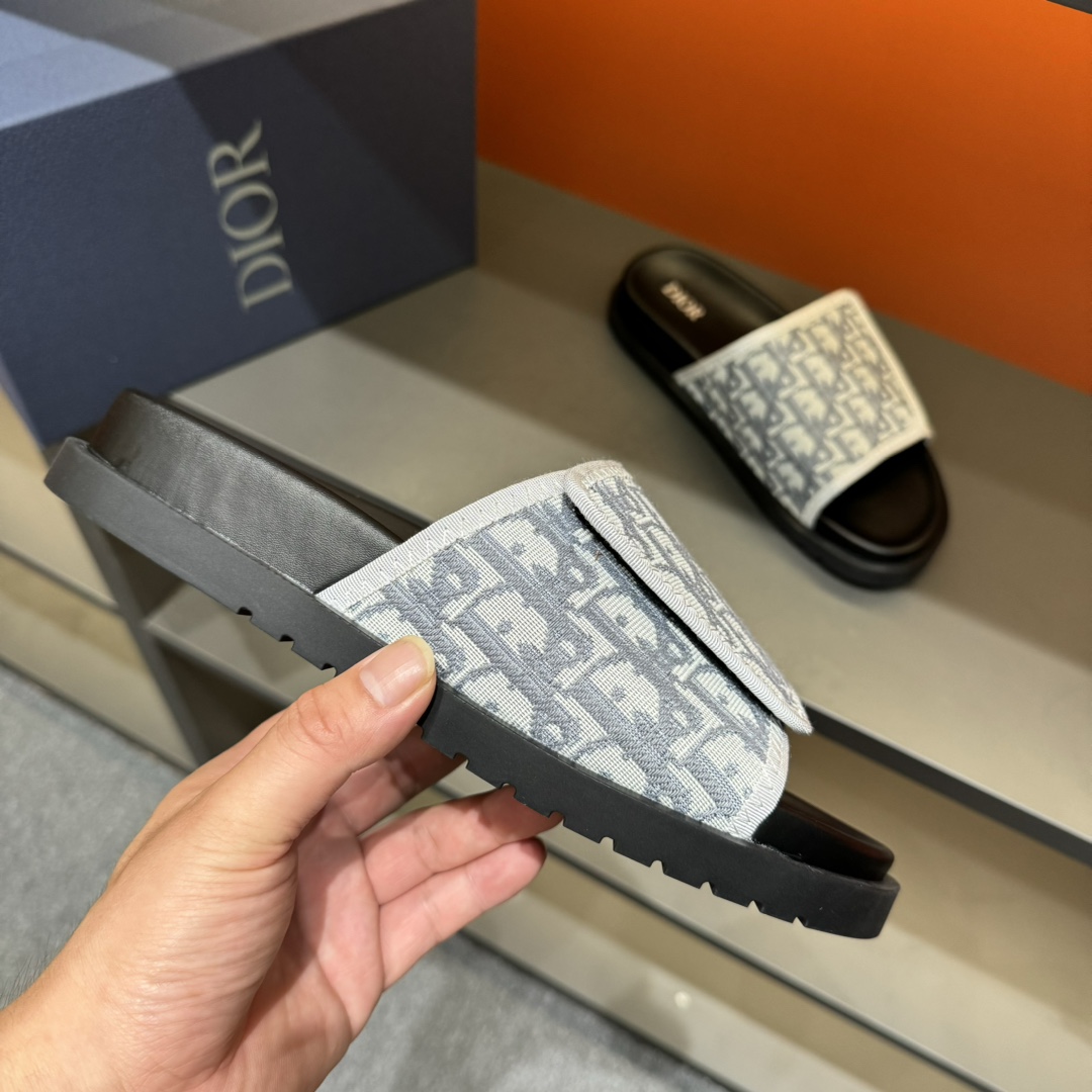 [DIOR] P: Talla: 38-45 Chanclas de verano para hombre de alta gama Dior, con empeine electrobordado 