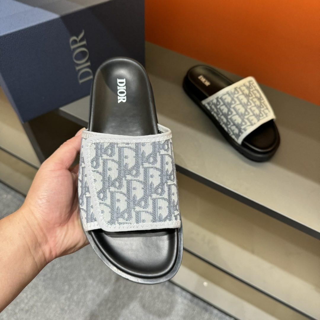 [DIOR] P: Talla: 38-45 Chanclas de verano para hombre de alta gama Dior, con empeine electrobordado 