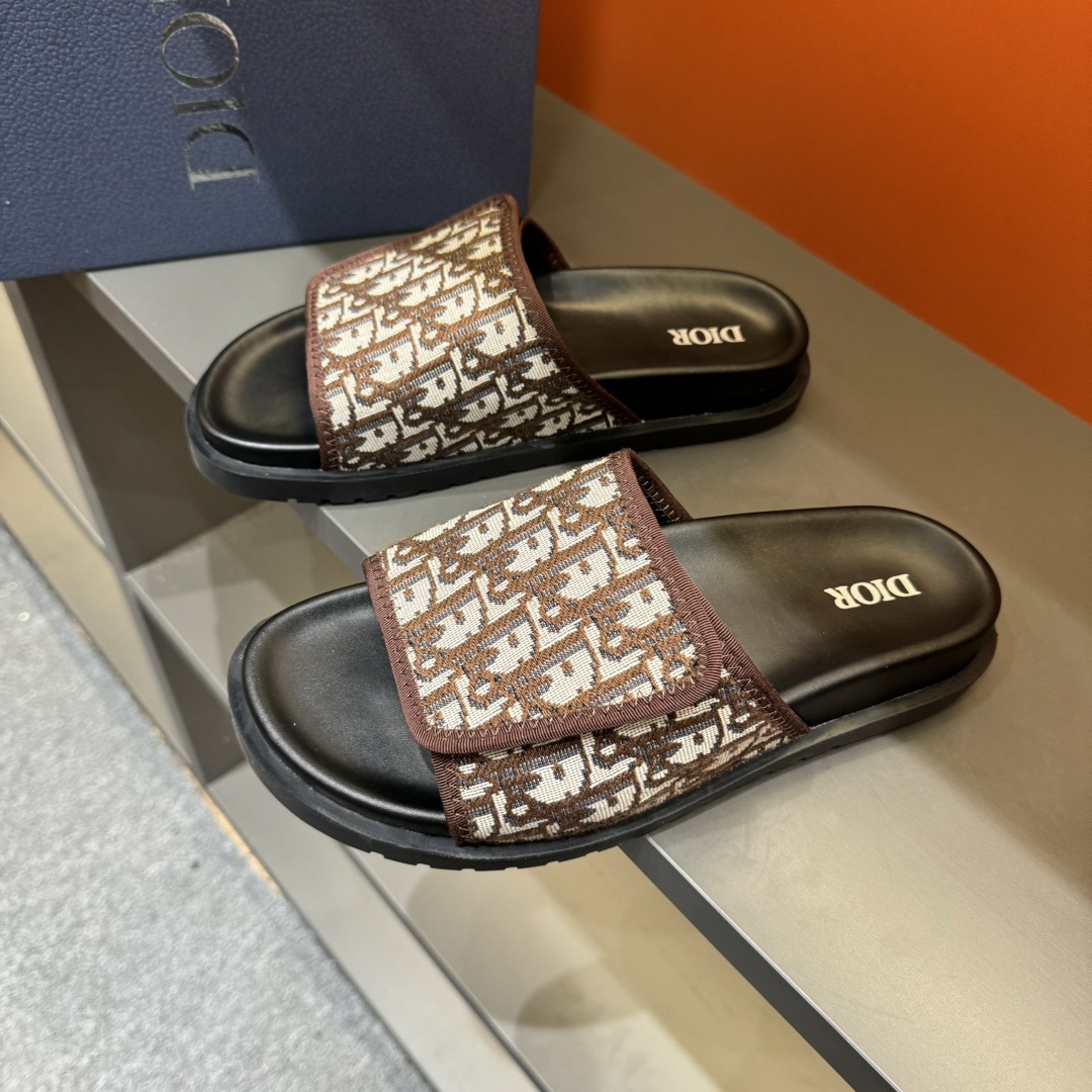 [DIOR] P: Talla: 38-45 Chanclas de verano para hombre de alta gama Dior, con empeine electrobordado 
