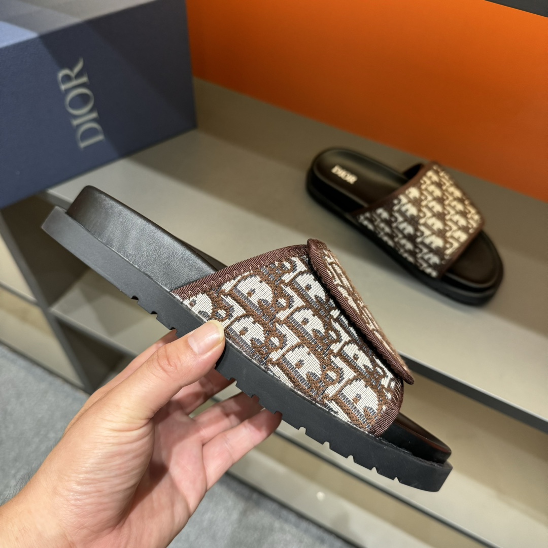[DIOR] P: Talla: 38-45 Chanclas de verano para hombre de alta gama Dior, con empeine electrobordado 