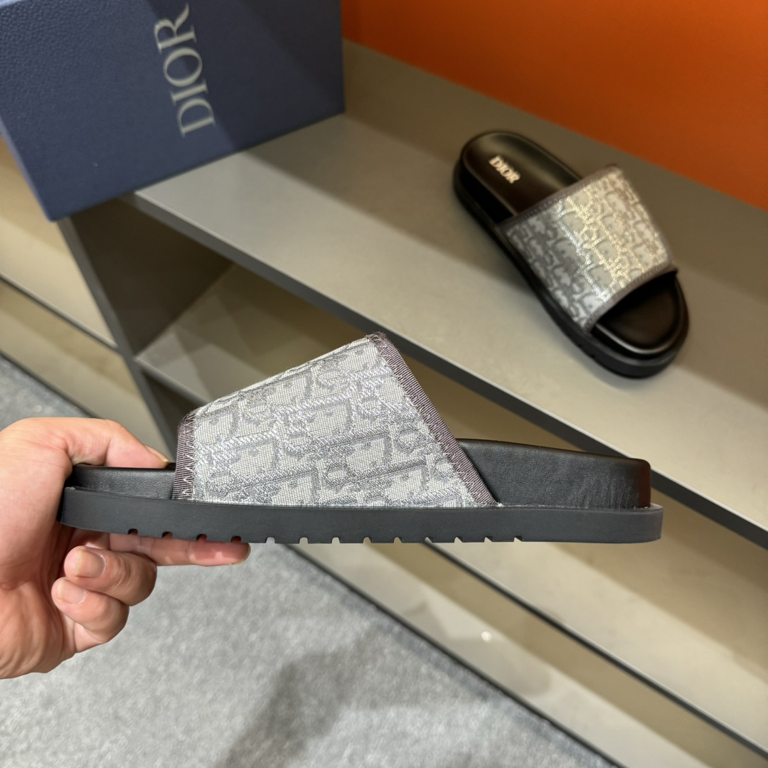 [DIOR] P: Talla: 38-45 Chanclas de verano para hombre de alta gama Dior, con empeine electrobordado 