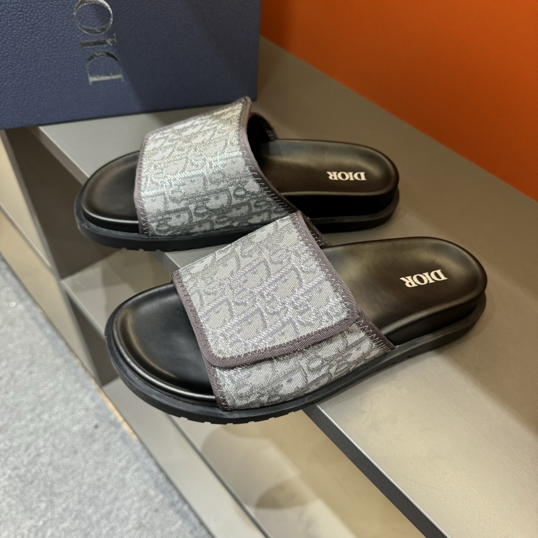 [DIOR] P: Talla: 38-45 Chanclas de verano para hombre de alta gama Dior, con empeine electrobordado 