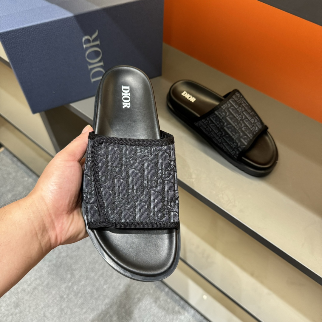 [DIOR] P: Talla: 38-45 Chanclas de verano para hombre de alta gama Dior, con empeine electrobordado 