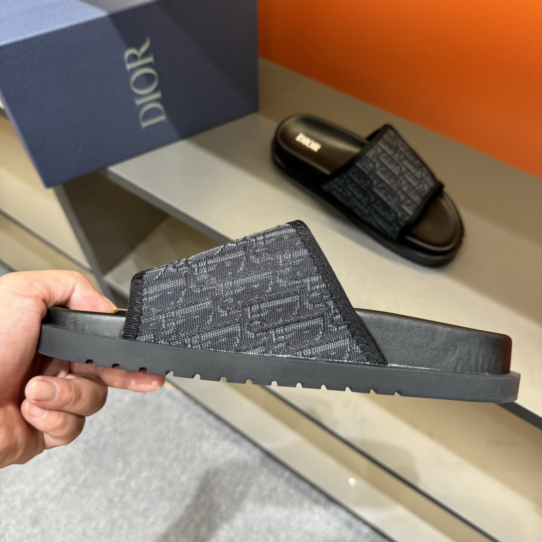 [DIOR] P: Talla: 38-45 Chanclas de verano para hombre de alta gama Dior, con empeine electrobordado 
