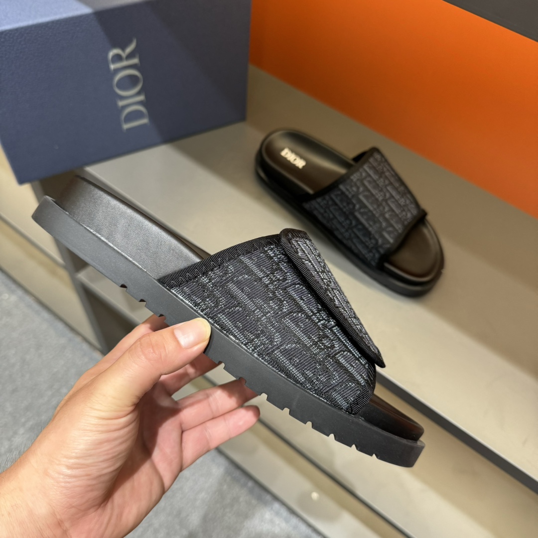 [DIOR] P: Talla: 38-45 Chanclas de verano para hombre de alta gama Dior, con empeine electrobordado 