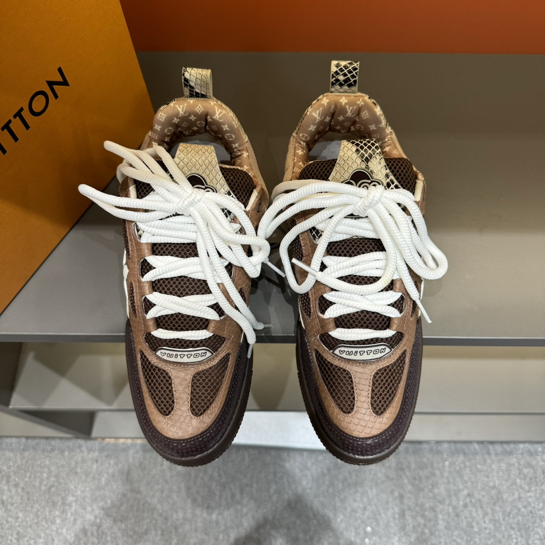 Louis Vuitton Schuhe Turnschuhe Spleißen Baumwolle Rindsleder Gewebe Kautschuk Kate Jogginghosen